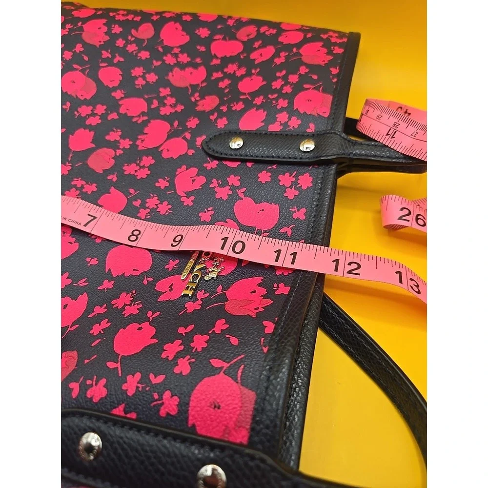 Coach City Tote Crossgrain Leather Pop Floral Print Navy Pink Handbag F66915 - Picture 10 of 10